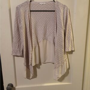 Maurices Cream and White Cardigan Sweater with Waterfall Hem